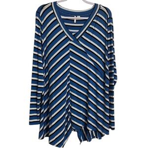 Cato Striped Top Long Sleeve Blouse Shirt Top Size XL